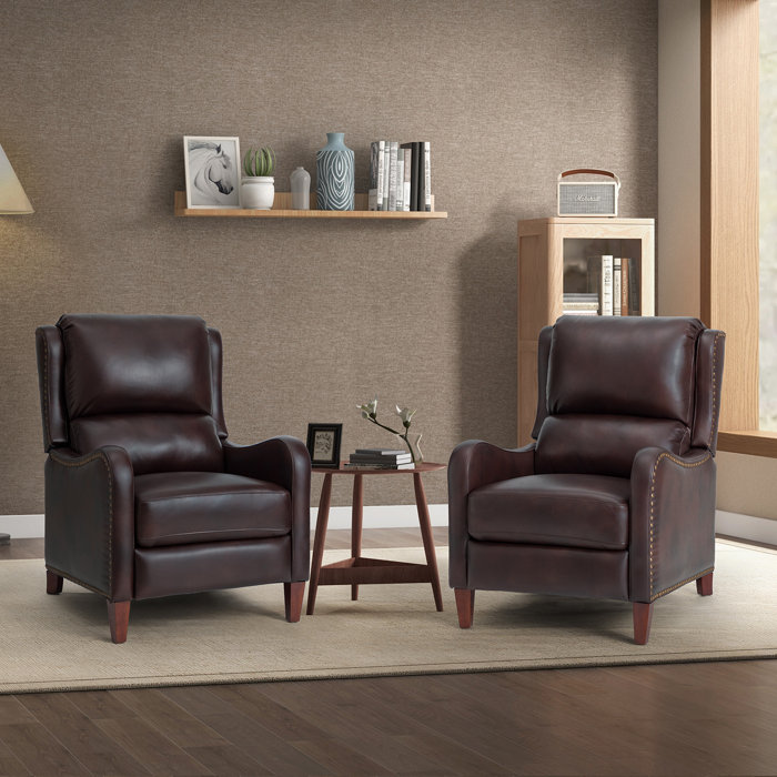 Birch Lane™ Lima Genuine Leather Recliner With Nail Head Trim & Reviews Wayfair